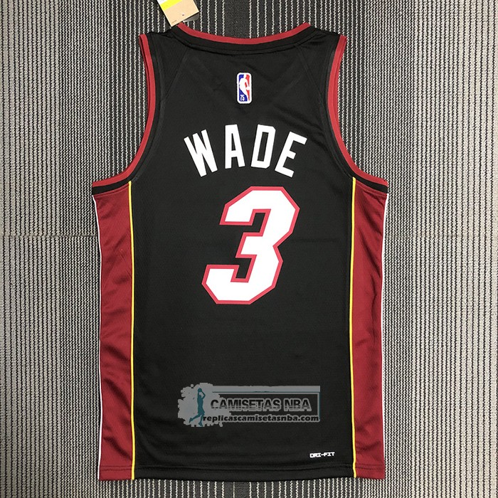 Camiseta Miami Heat Victor Dwyane Wade NO 3 Icon Negro